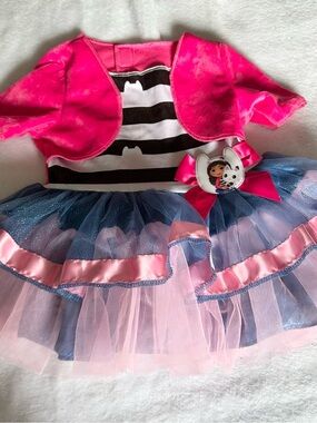 Girls' Pink and Navy Tulle Character Dress with Bow Accent